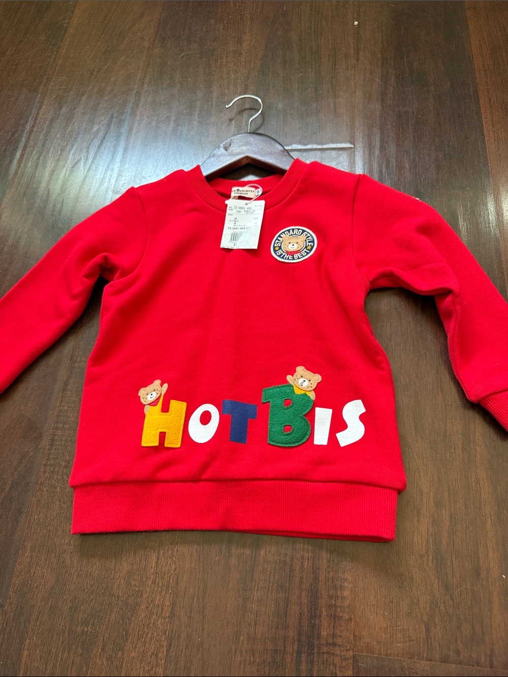 Kids Red Hotbis Logo Sweatshirt with Playful Appliqué